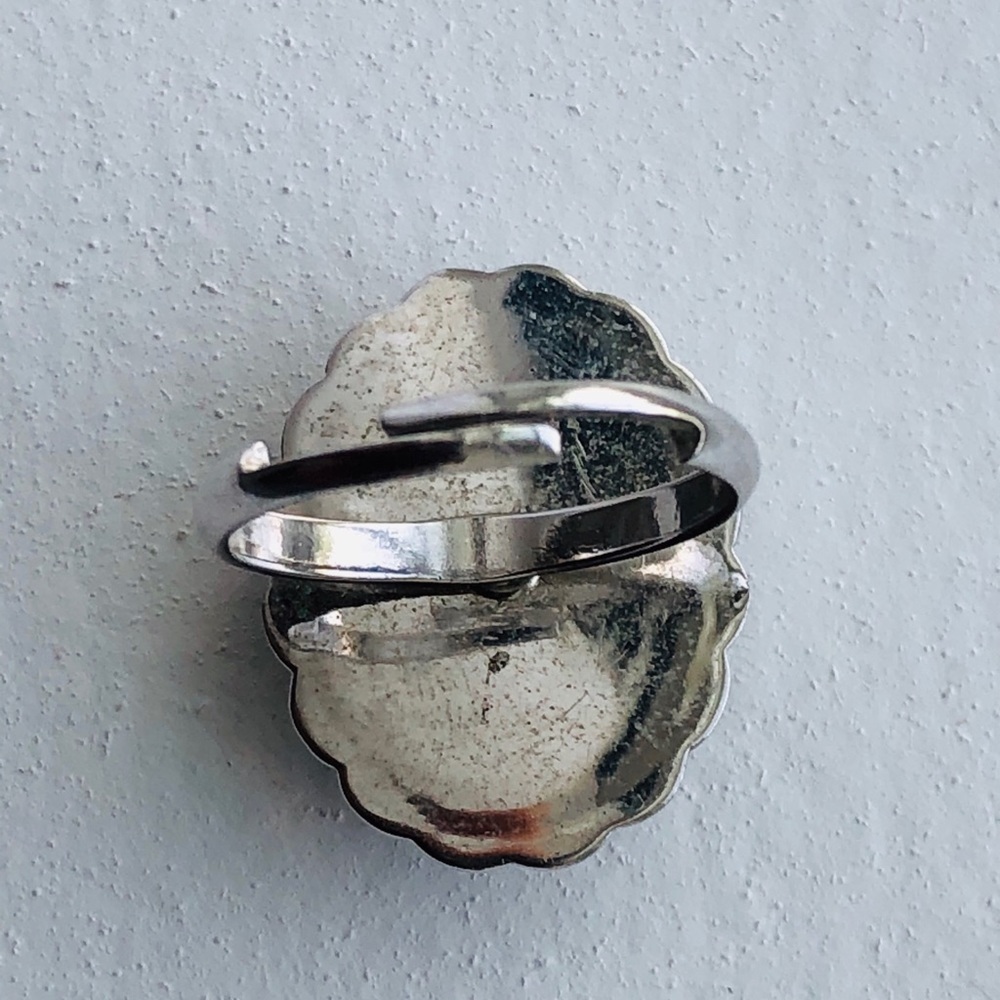 Adjustable Cocktail Silver Tone Ring - image 4